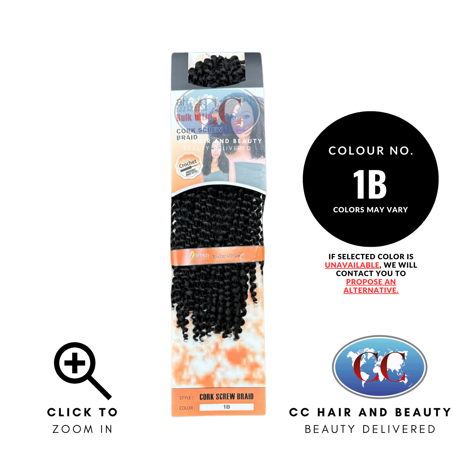 Aftress Bulk Ultimo Cork Screw Braid- colour 1B