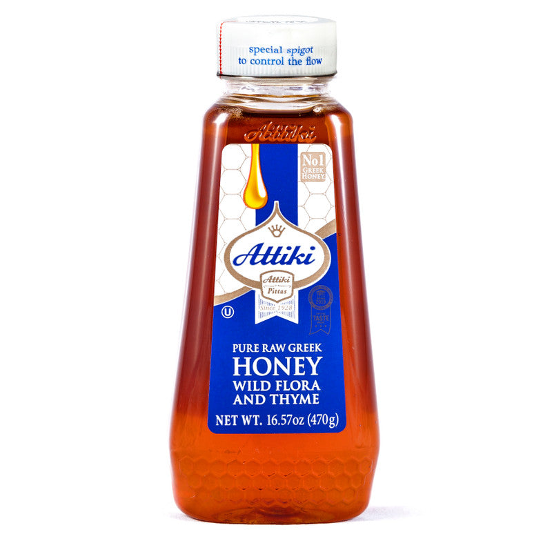 Attiki Pure Raw Greek Honey Wild Flora & Thyme Plastic Bottle 470g