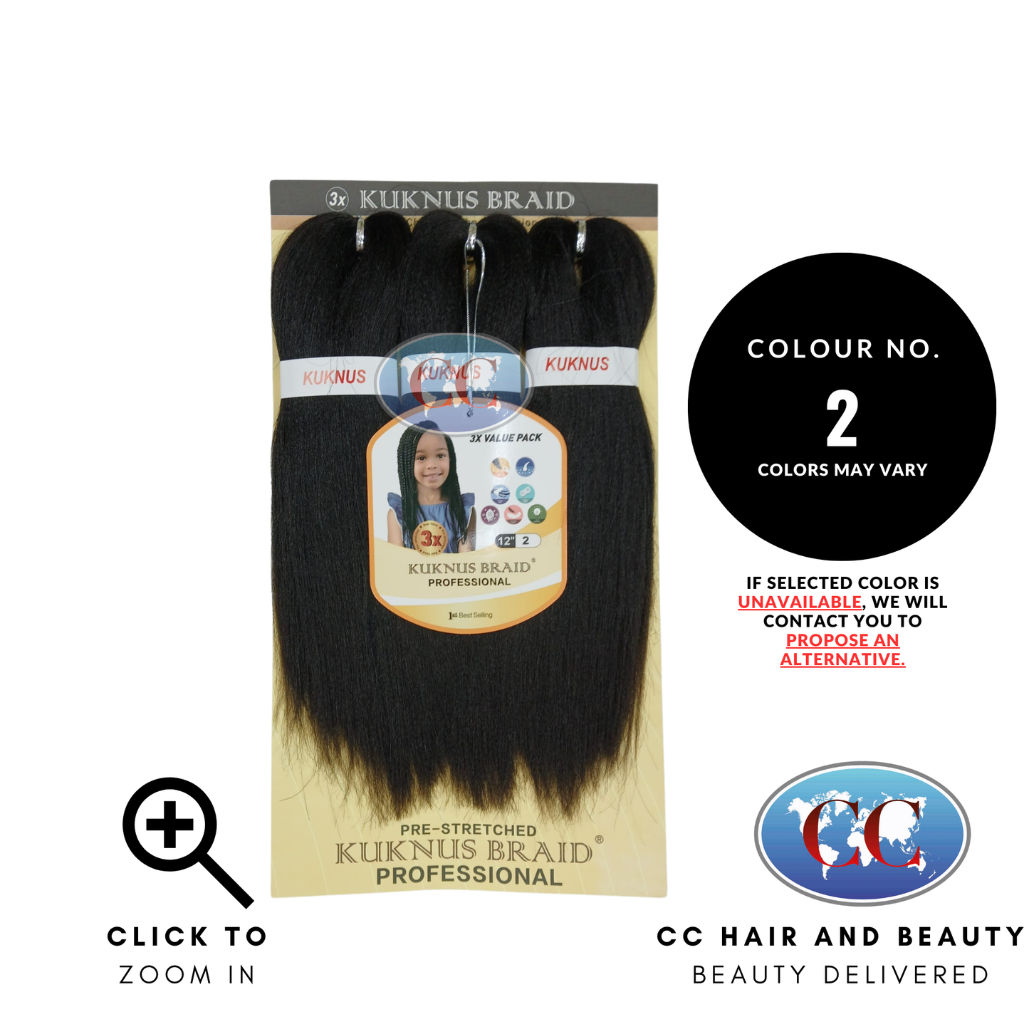 Kuknus Collection 12" X 3pcs Pack Pre Stretch Braids