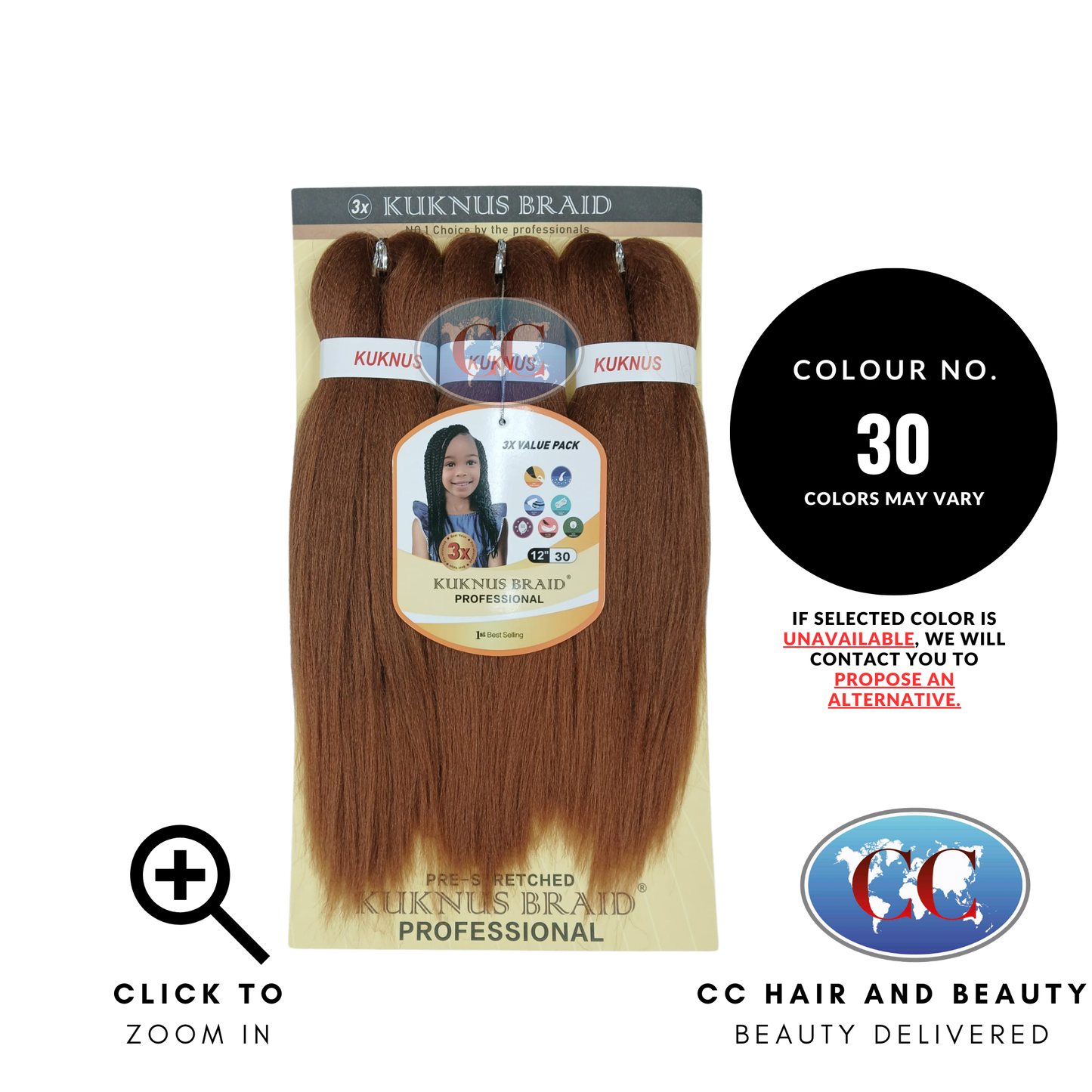 Kuknus Collection 12" X 3pcs Pack Pre Stretch Braids