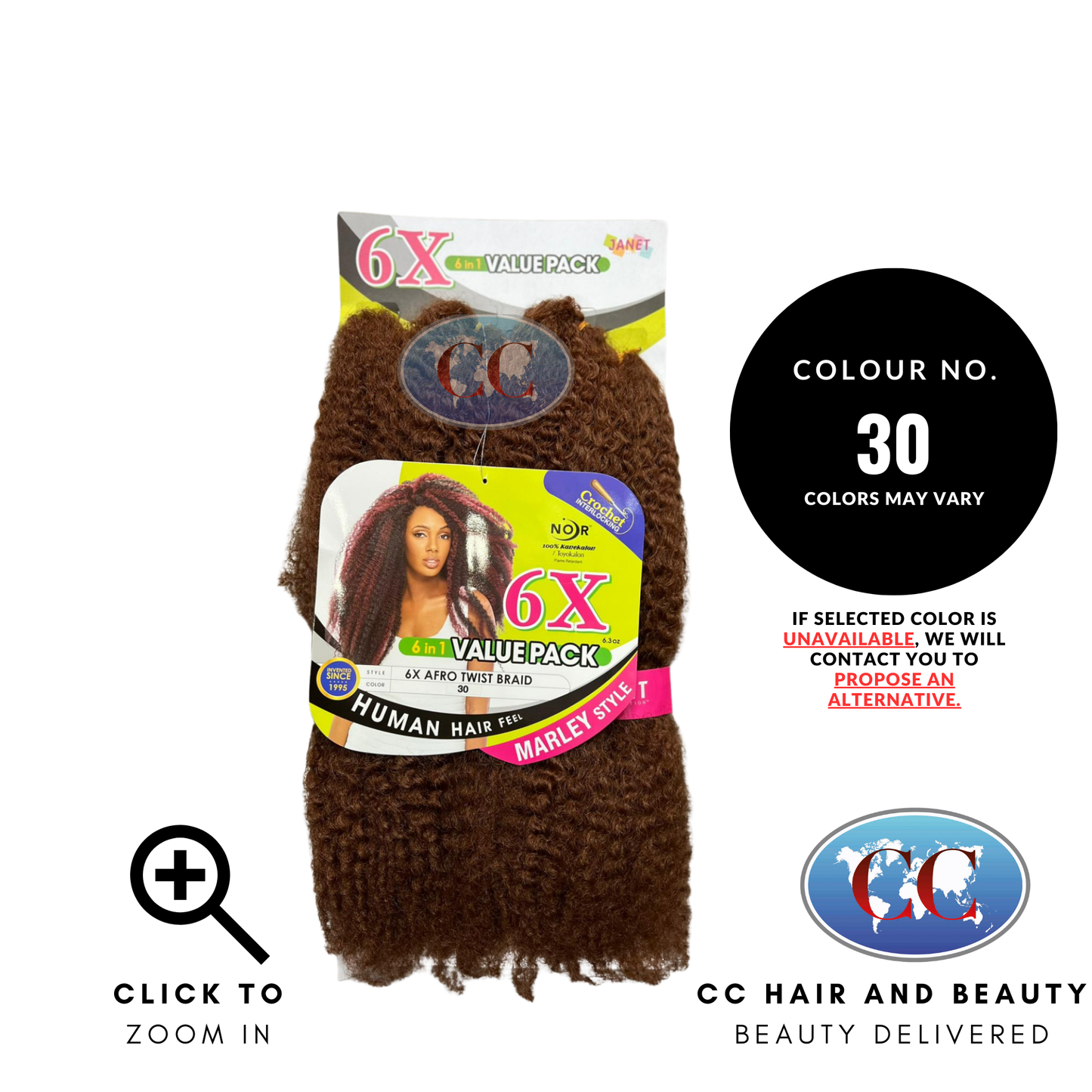 Janet Noir 6X Afro Twist Braid 6 In 1 Value Pack | CC Hair & Beauty UK