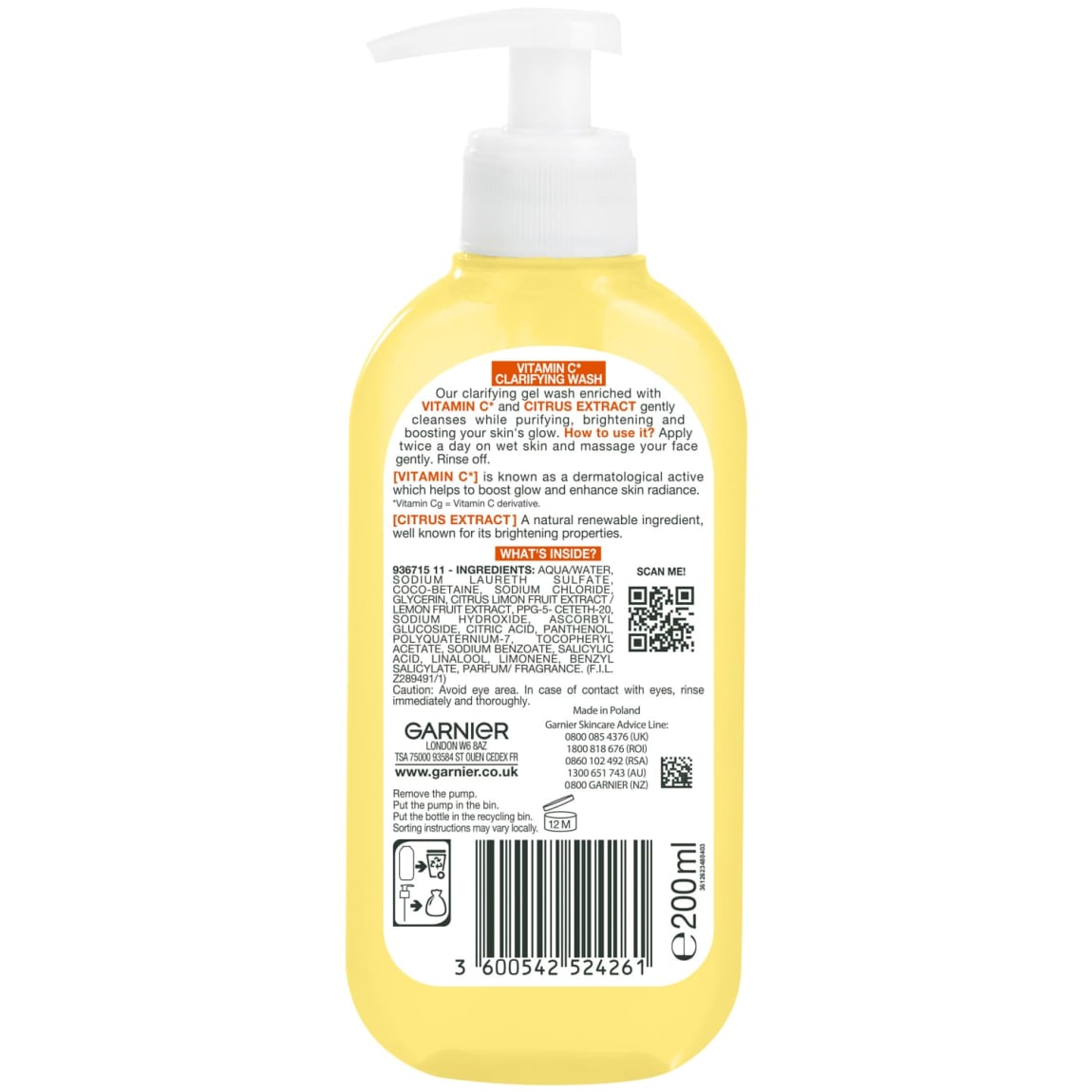 Garnier Skin Active Vitamin C Clarifying Wash 200ml - view 2