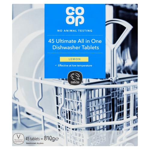 Co-op 45 Ultimate All in One Dishwasher Tablets Lemon 810g