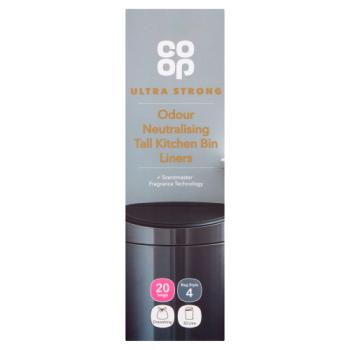 Co-op 20 Odour Neutralising Tall Kitchen Bin Liners 30 Litre