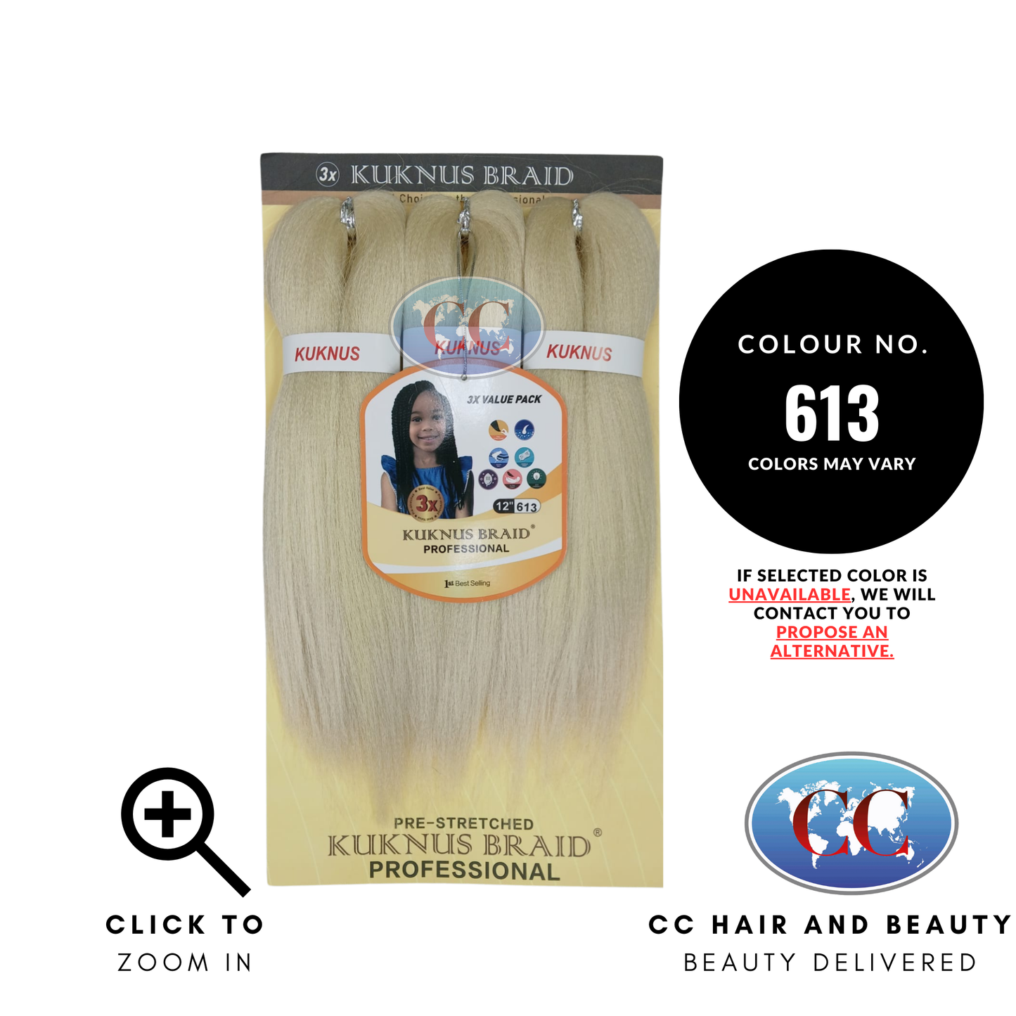 Kuknus Collection 12" X 3pcs Pack Pre Stretch Braids