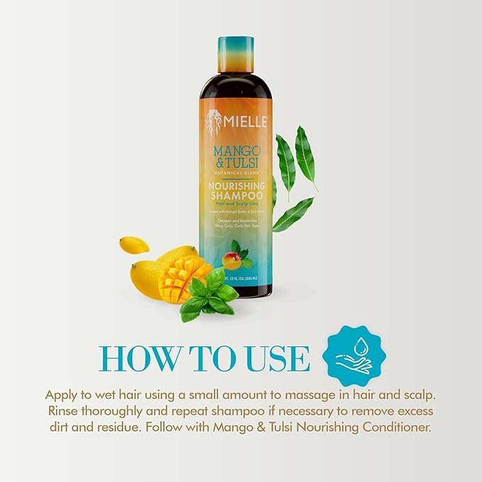 Mielle Organics Mango & Tulsi Nourishing Hair Shampoo 12oz | CC Hair & Beauty UK