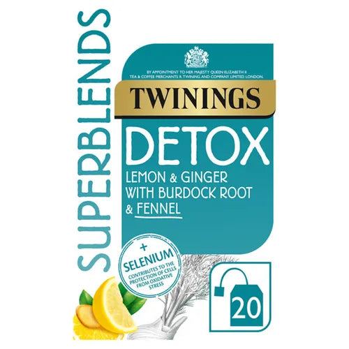 Twinings Detox Lemon & Ginger With Burdock Root & Fennel 20 Tea Bags 40g