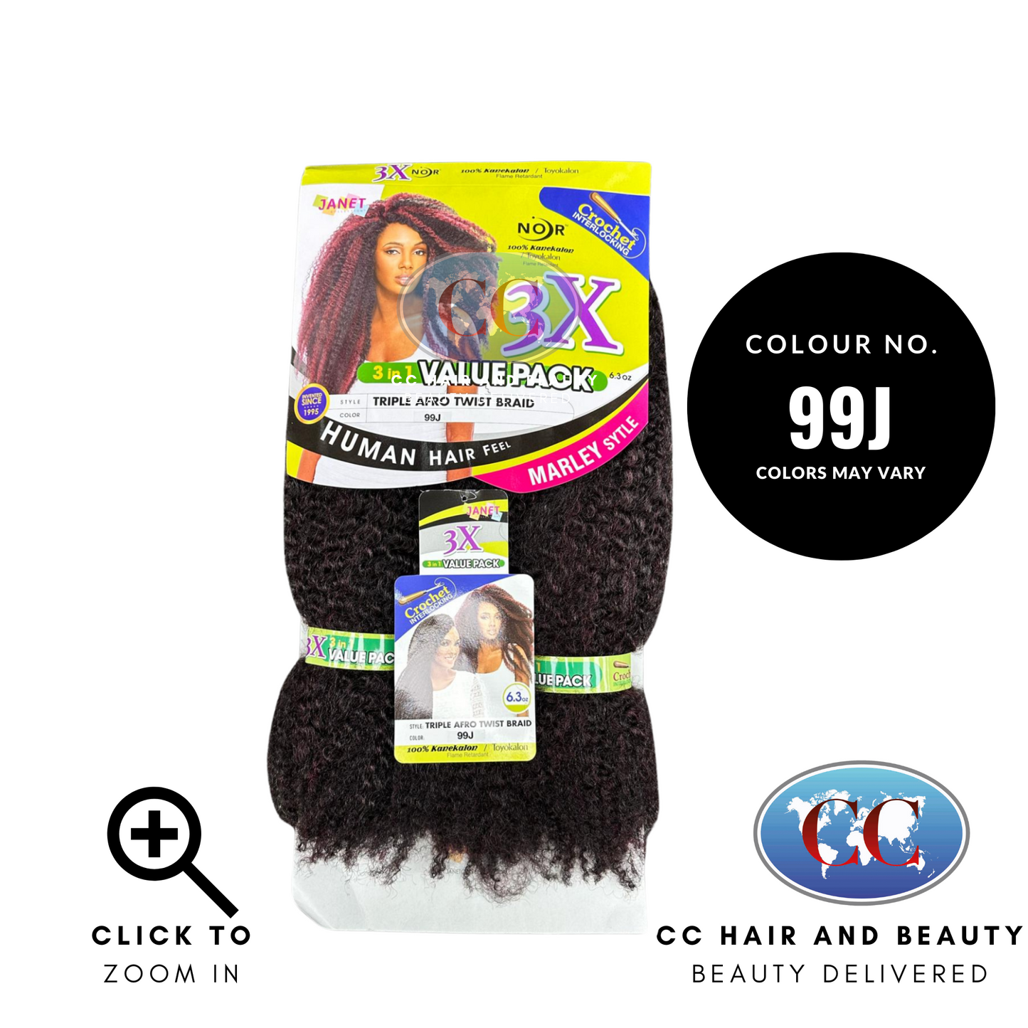 Janet Noir Triople Afro Twist Braid 3X - 3 in 1 Value Pack