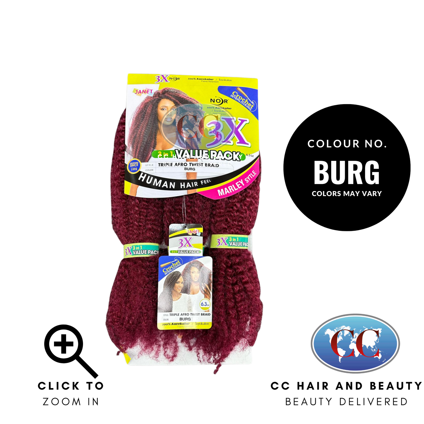 Janet Noir Triople Afro Twist Braid 3X - 3 in 1 Value Pack