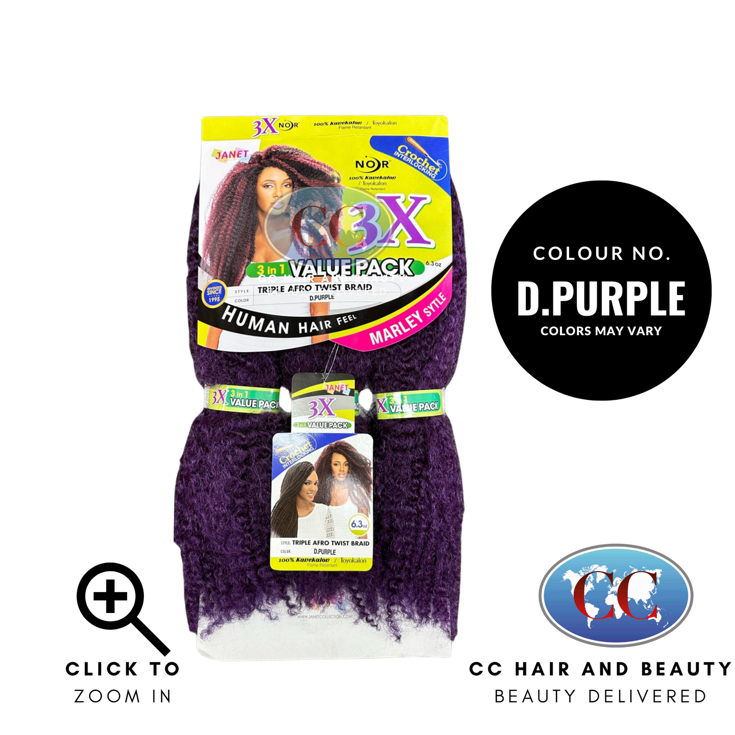 Janet Noir Triople Afro Twist Braid 3X - 3 in 1 Value Pack