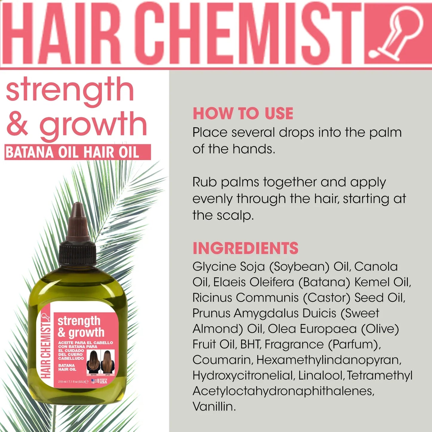 Hair Chemist Strength & Growth Batana Hair Oil 7.1 oz. | CC Hair & Beauty UK