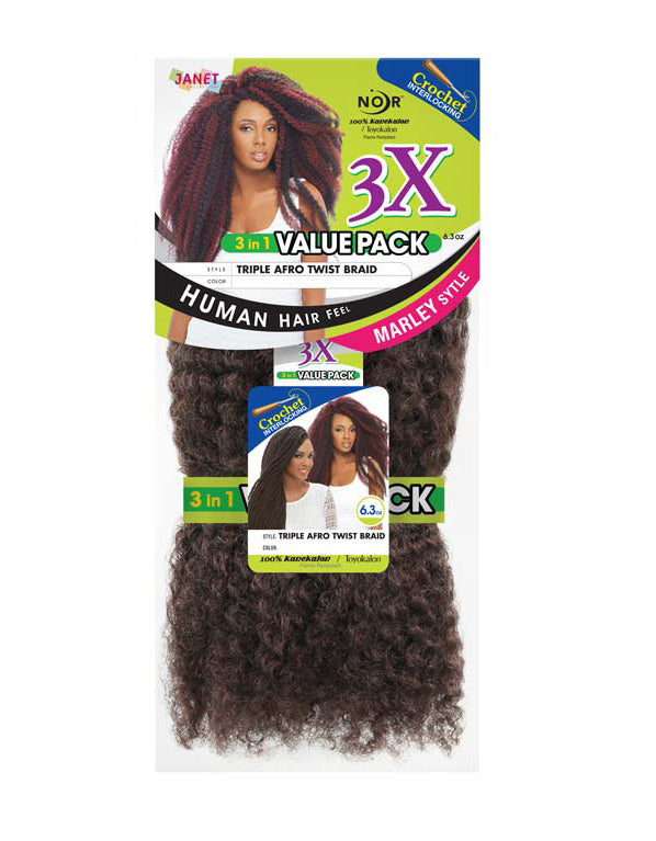 Janet Noir Triople Afro Twist Braid 3X - 3 in 1 Value Pack