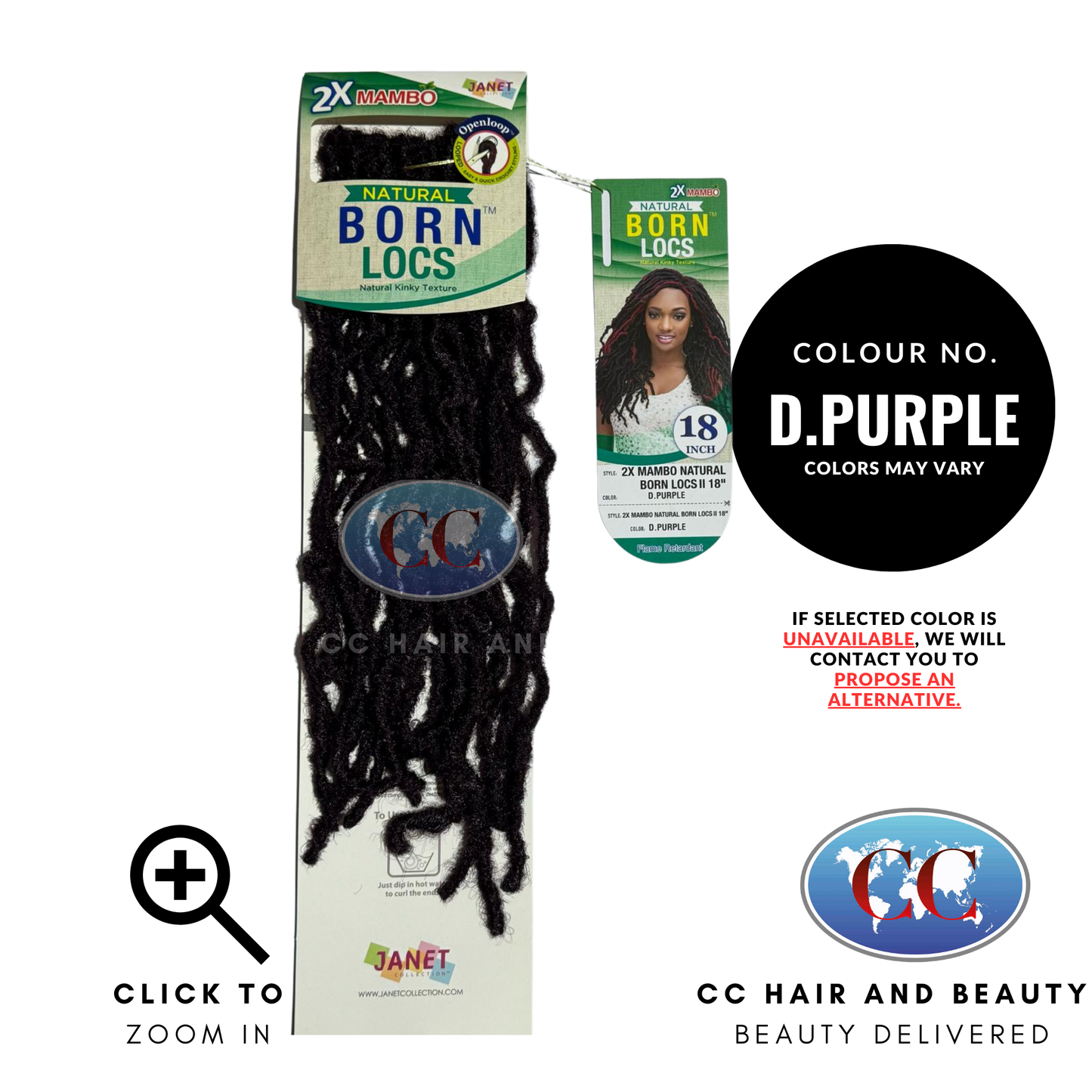 Janet Collection 2 X Mambo Natural Born Locs 18"-Colour D.PURPLE