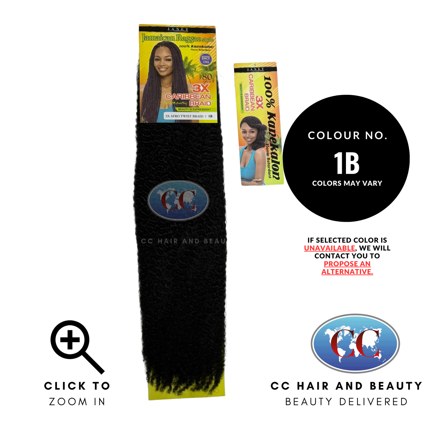 Janet Collection 3X Afro Twist Caribbean Braid 80"-Colour 1B