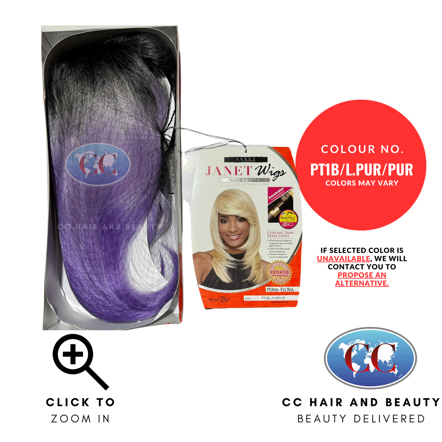 Janet Collection Janet Wigs Style : Perm Flora-Colour PT1B/L.PUR/PUR