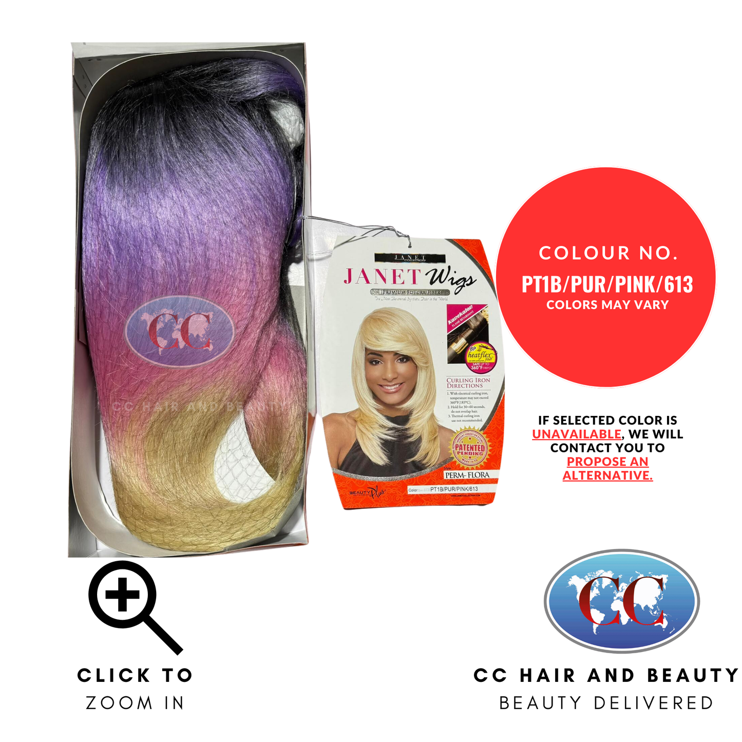 Janet Collection Janet Wigs Style : Perm Flora-Colour PT1B/PUR/PINK/613
