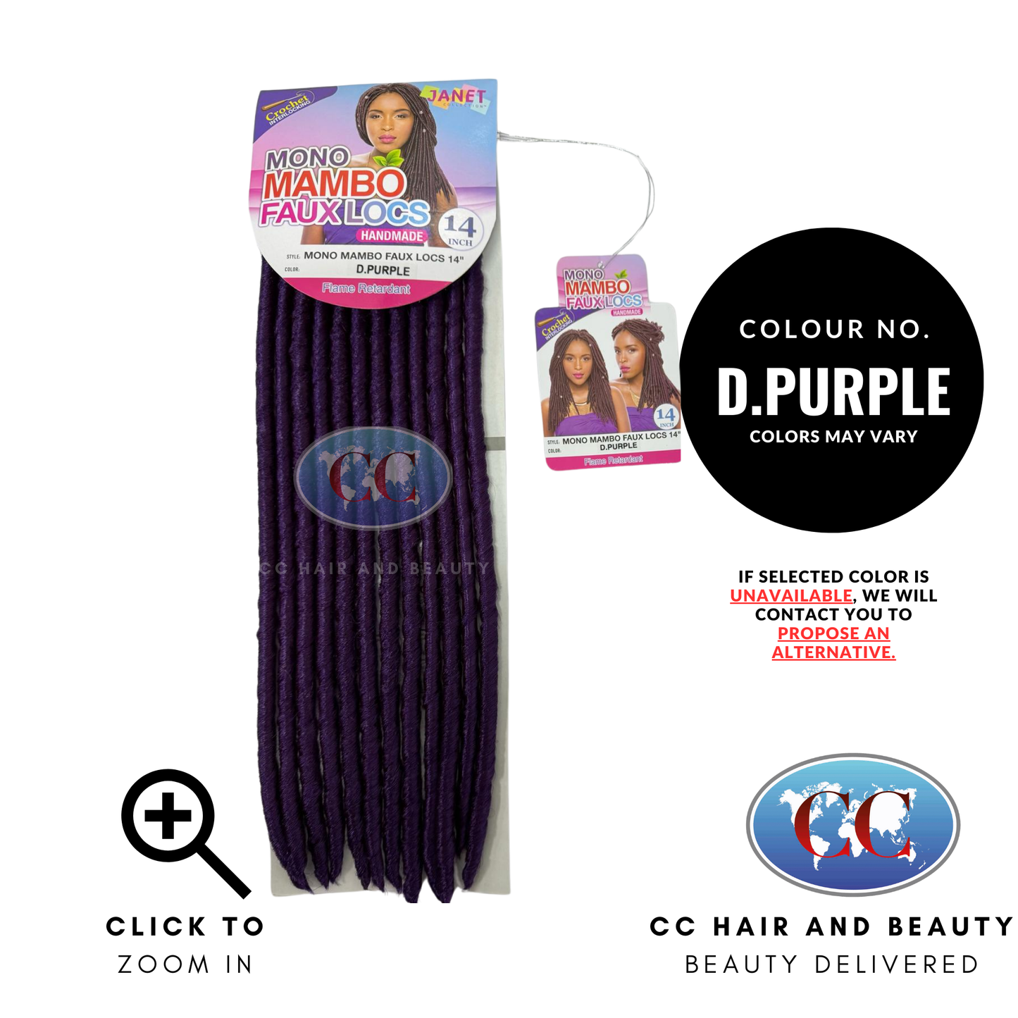 Janet Collection Mono Mambo Faux Locs 14"-Colour DARK PURLE