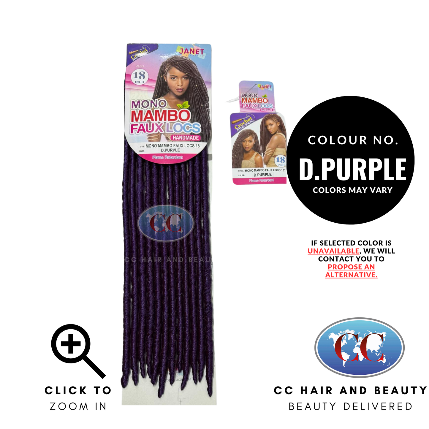 Janet Collection Mono Mambo Faux Locs 18"-Colour Dark Purple