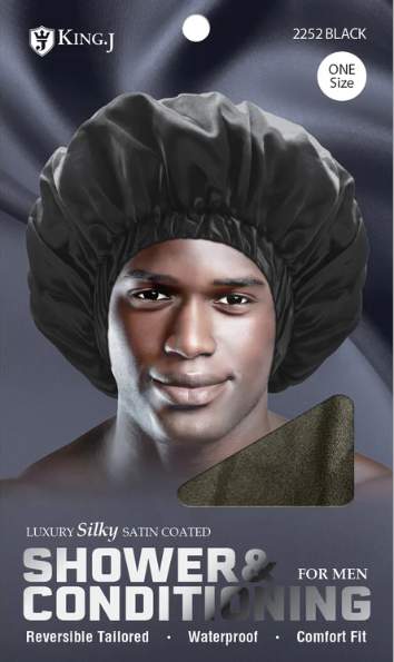 King .J Shower & Conditioning Cap For Men 2252 Black | Shop at CC Hair & Beauty UK