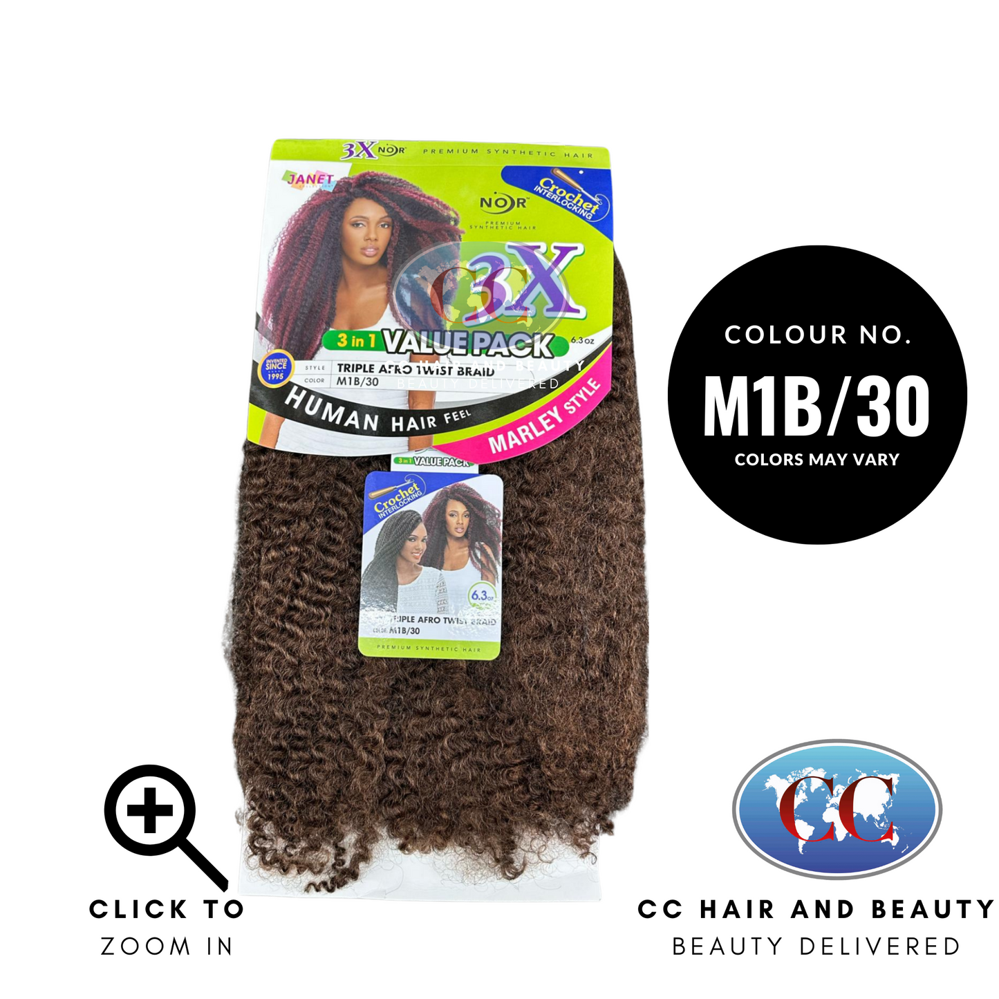 Janet Noir Triople Afro Twist Braid 3X - 3 in 1 Value Pack