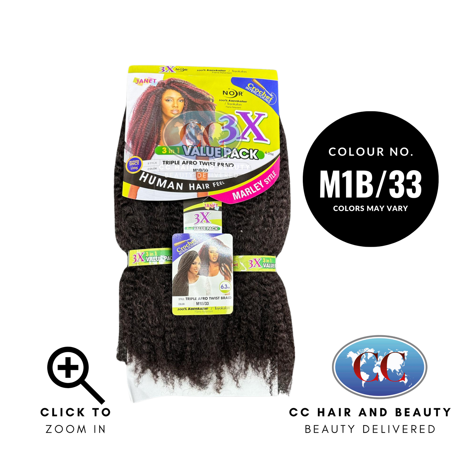 Janet Noir Triople Afro Twist Braid 3X - 3 in 1 Value Pack