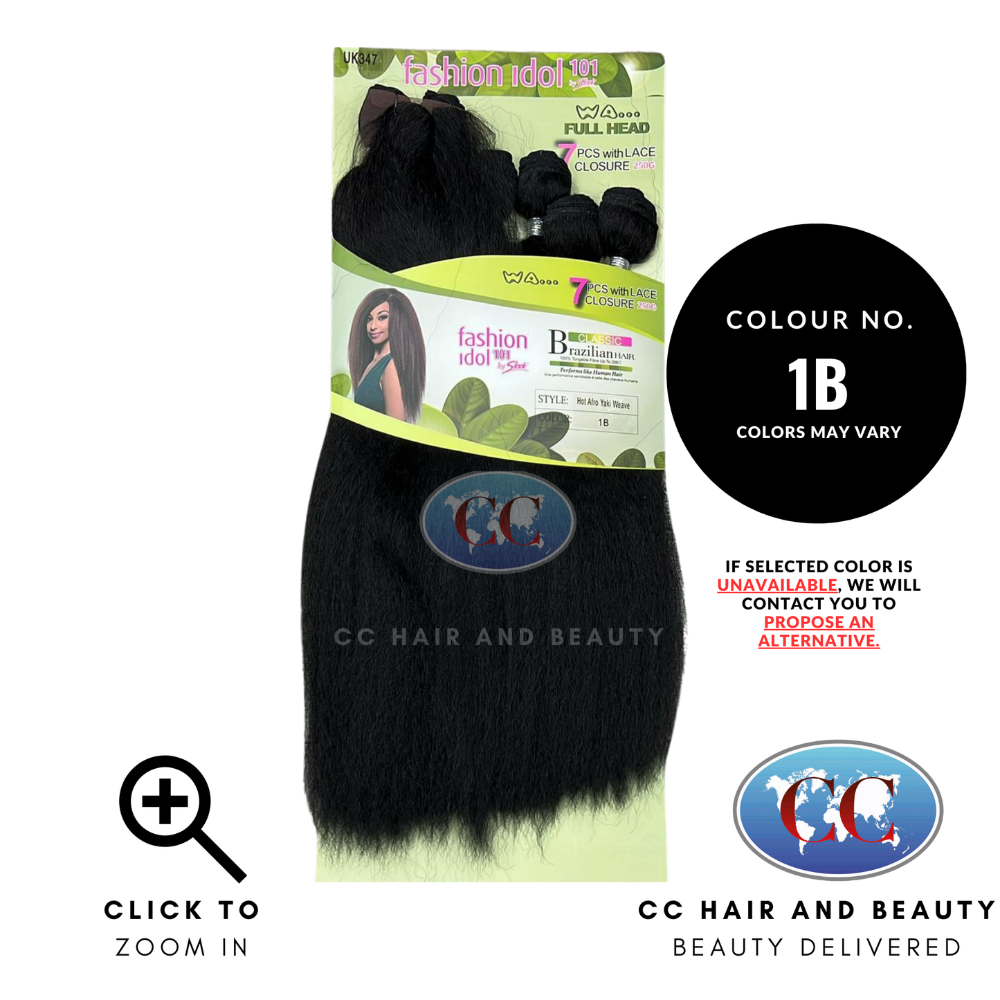 Sleek Fashion Idol Synthetic Weave Hot Afro Yaki Weave 7pcs With Lace Closure 250g-Colour 1B