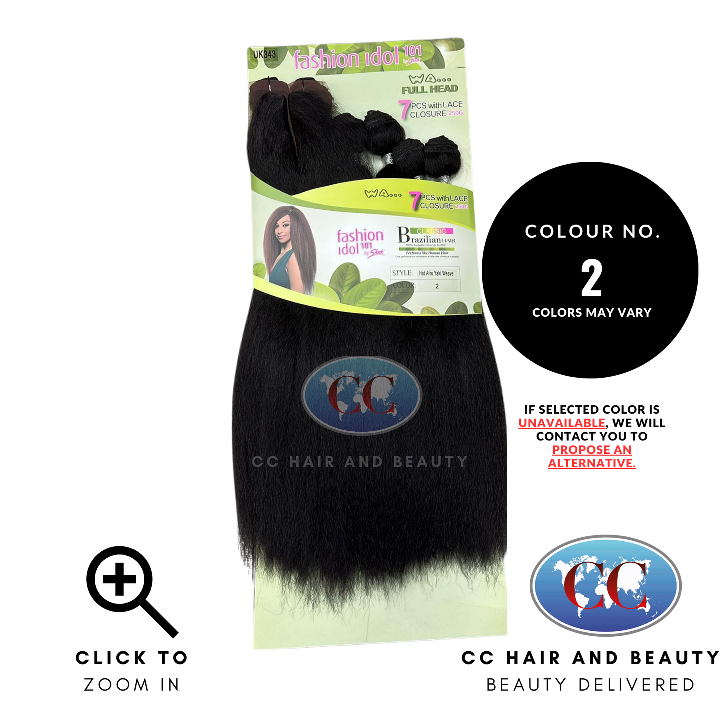 Sleek Fashion Idol Synthetic Weave Hot Afro Yaki Weave 7pcs With Lace Closure 250g-Colour 02