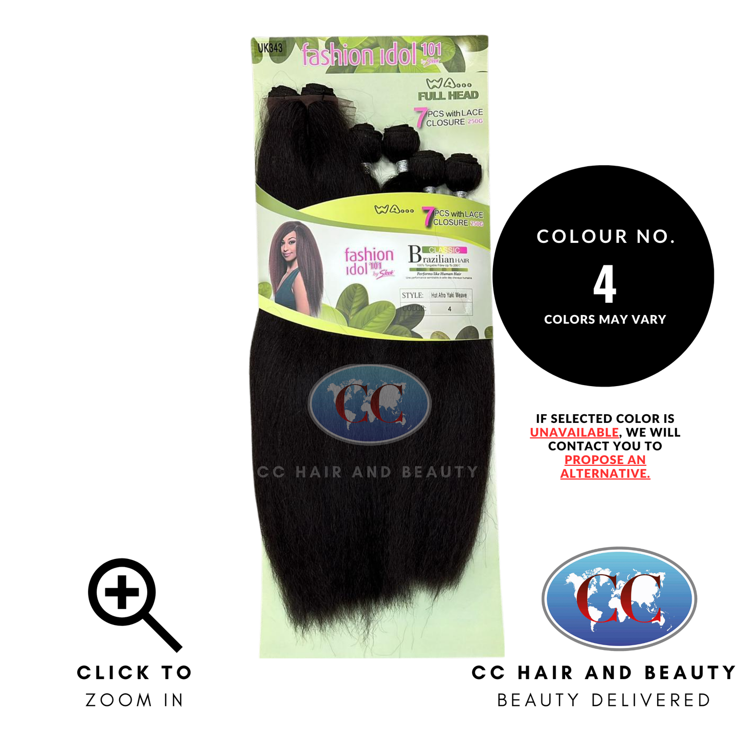 Sleek Fashion Idol Synthetic Weave Hot Afro Yaki Weave 7pcs With Lace Closure 250g-Colour 4