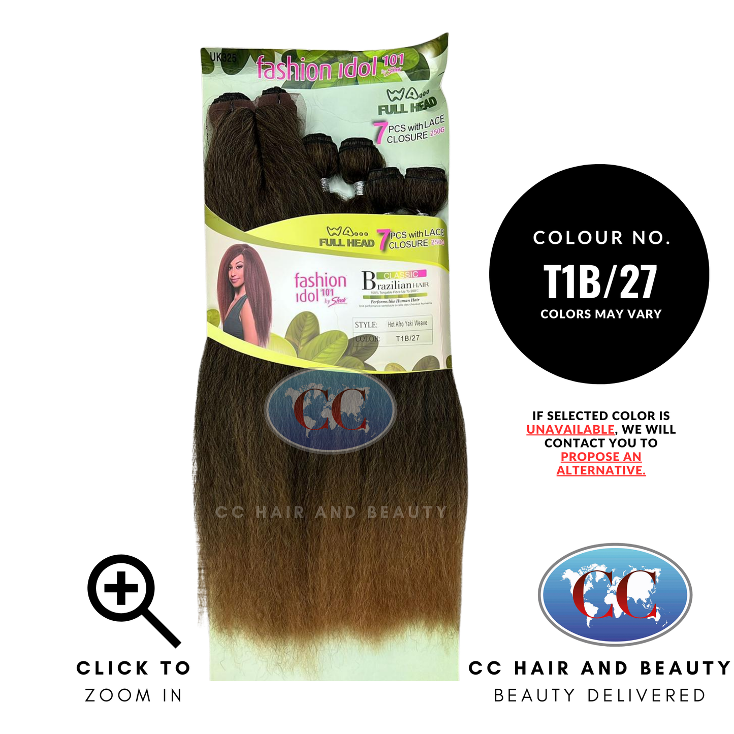 Sleek Fashion Idol Synthetic Weave Hot Afro Yaki Weave 7pcs With Lace Closure 250g-Colour T1B/27