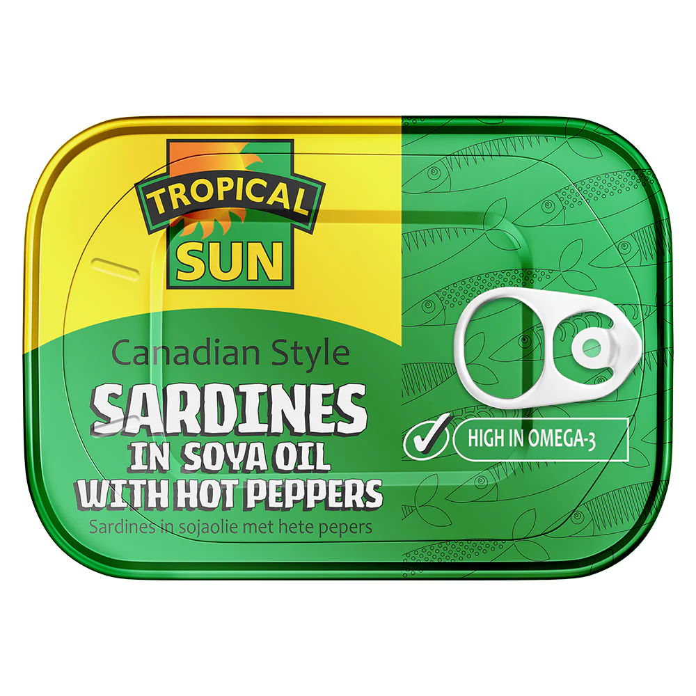 Tropical Sun Canadian Style Sardines in Soya Oil with Hot Peppers 106g