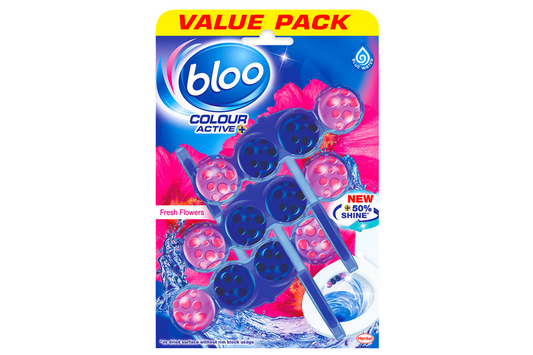 Bloo - Colour Active - Flowers Fragrance - Toilet Rim Block - 3 Pack