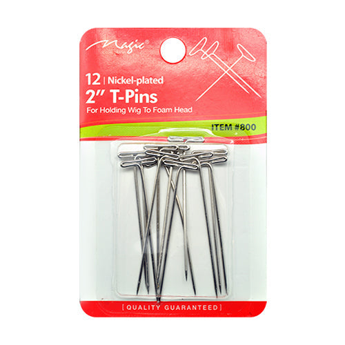 Magic Collection 12 Pcs Nickel Plated T-Pins 2" | Shop at CC Hair & Beauty UK