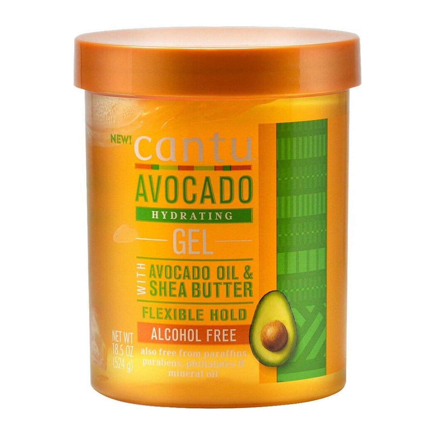 Cantu Avocado Hydrating Styling Gel 524g tub with avocado oil and shea butter