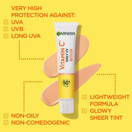 Garnier Skin Active Vitamin C Daily UV Fluid SPF50+ Glow 40ml - available online | CC Hair & Beauty UK