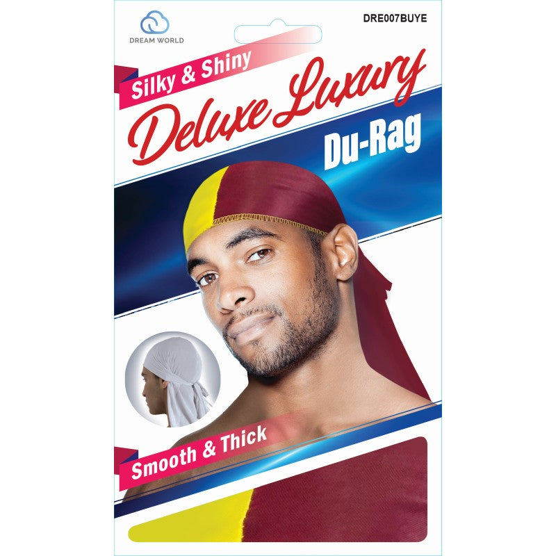 Dream World Deluxe Luxury Smooth And Shiny Du-Rag Burgundy Yellow-Dre007Buye | Shop at CC Hair & Beauty UK