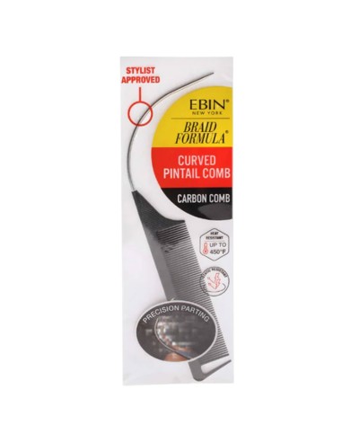 EBIN New York Braid Formula Curved Pintail Carbon Comb - product detail | CC Hair & Beauty
