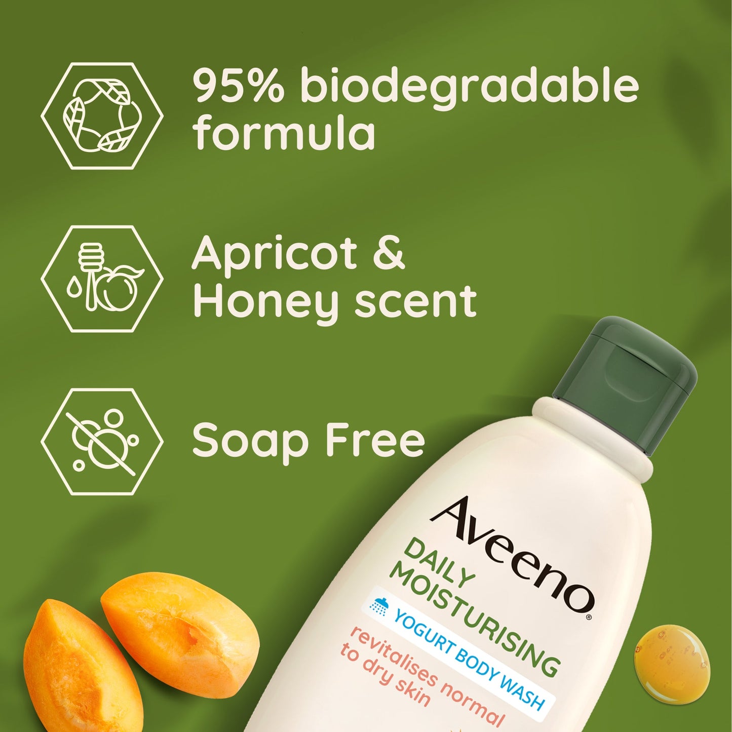 Aveeno Daily Moisturising Yogurt Body Wash Apricot & Honey Scent 300ml | CC Hair & Beauty UK