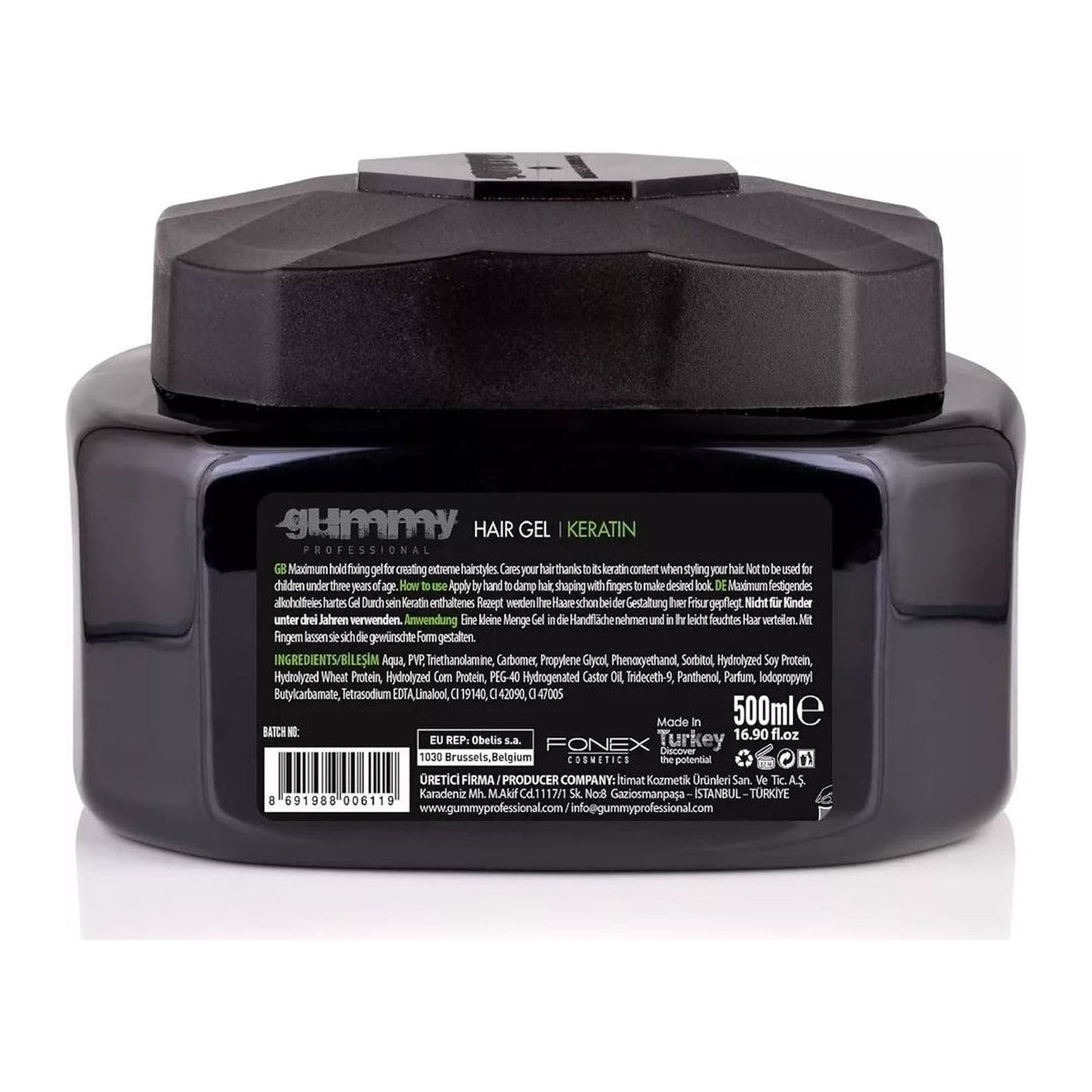 Gummy Professional Keratin Hair Gel Wax 500ml with strawberry scent and maximum hold