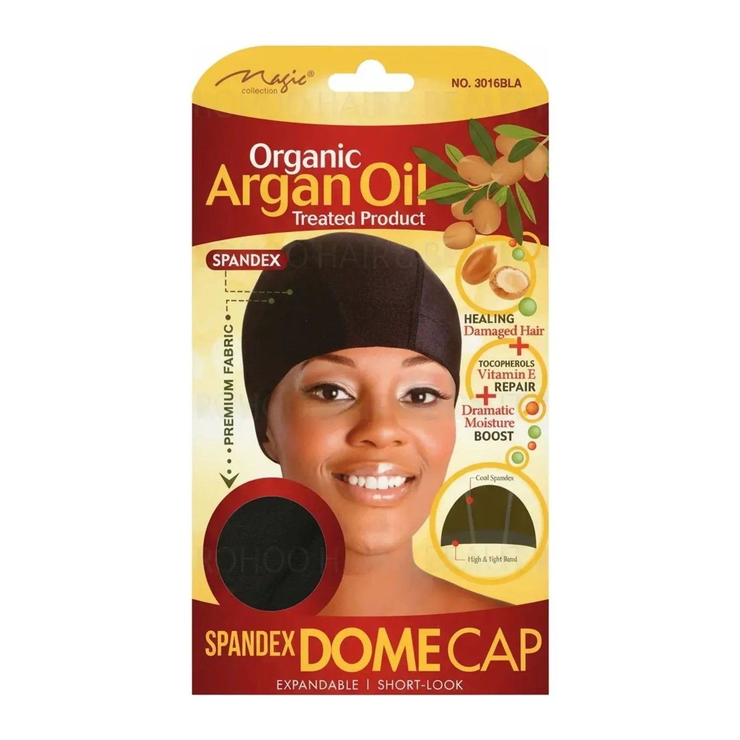 Magic Collection Organic Argan Oil black spandex dome cap No.3016