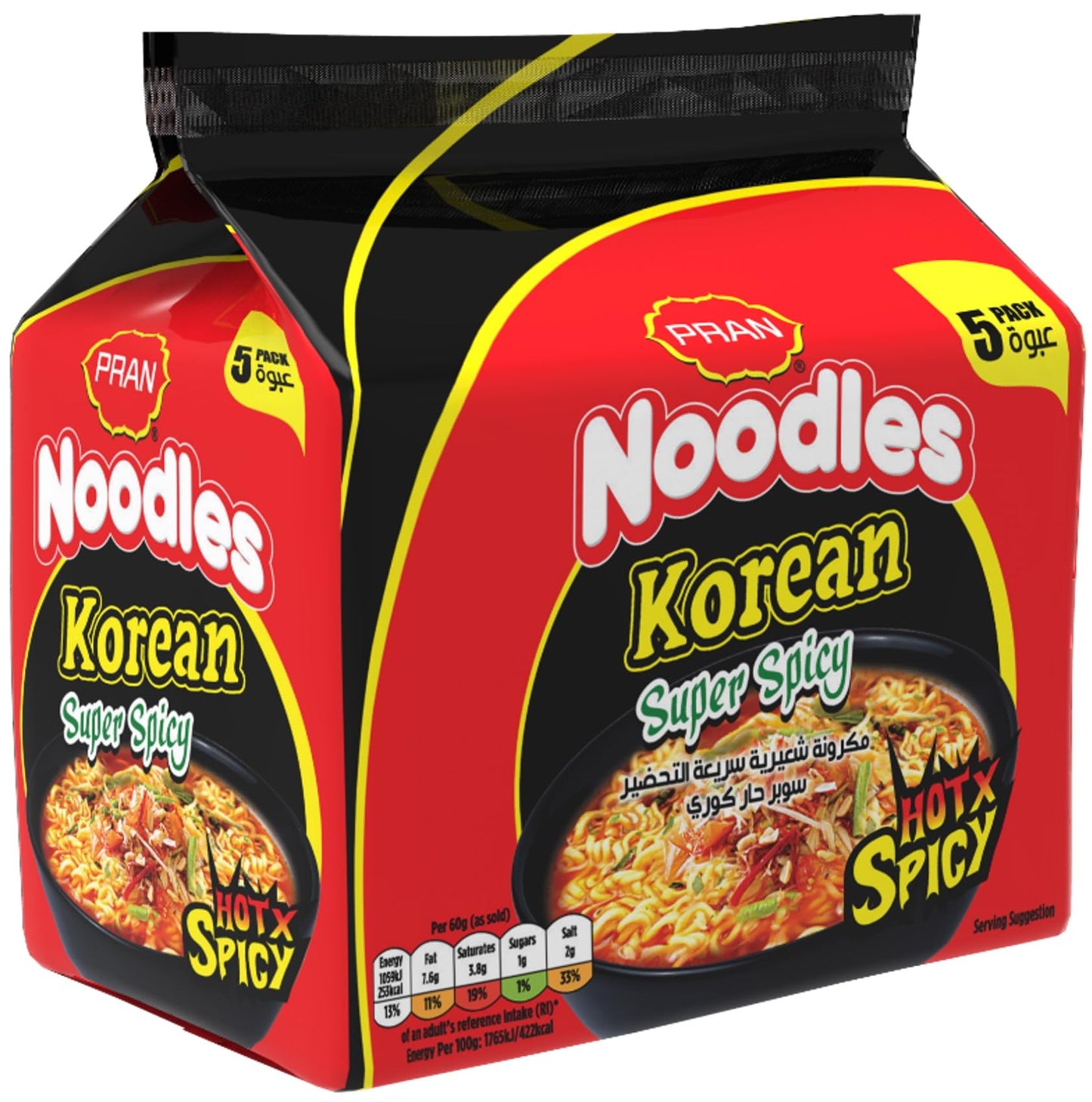 Pran Noodles Korean Super Spicy 5 x 60g