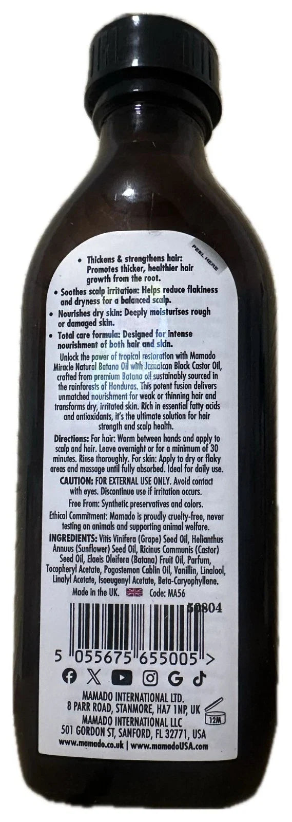 Mamado Natural Batana Oil With Black Blck Castor For Hair & Body -150ML - product detail | CC Hair & Beauty