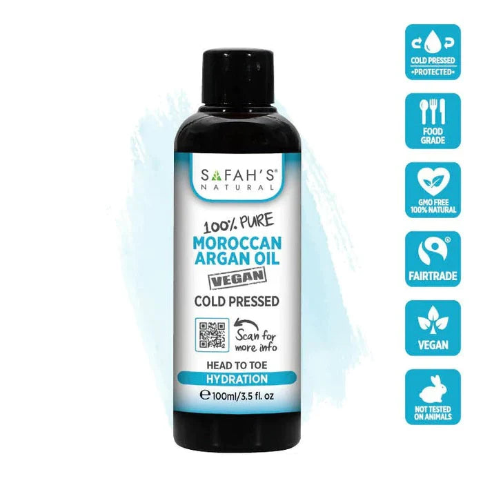 Safahs Natural Cold Pressed 100% Pure Moroccan Argan Oil - 100ml - product detail | CC Hair & Beauty