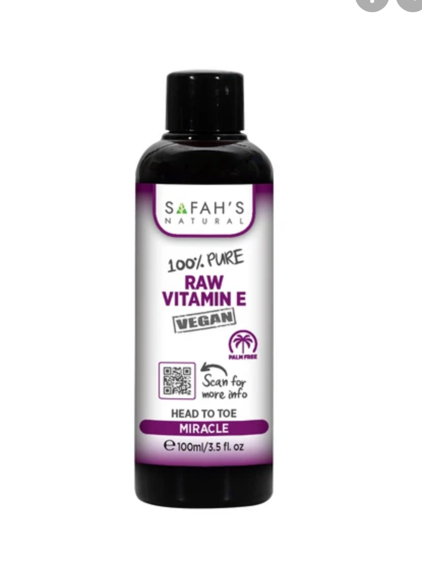 Safahs Natural 100% Pure Vegan Raw Vitamin E Oil - 100Ml | Shop at CC Hair & Beauty UK