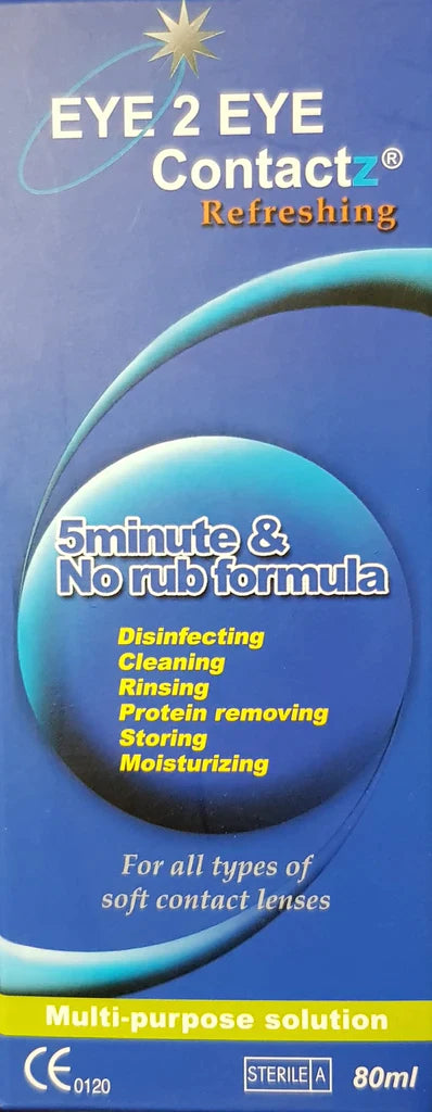 Eye 2 Eye Contactz Refreshing 5 Minute & No Rub Formula Multi-Purpose Solution - 80ml