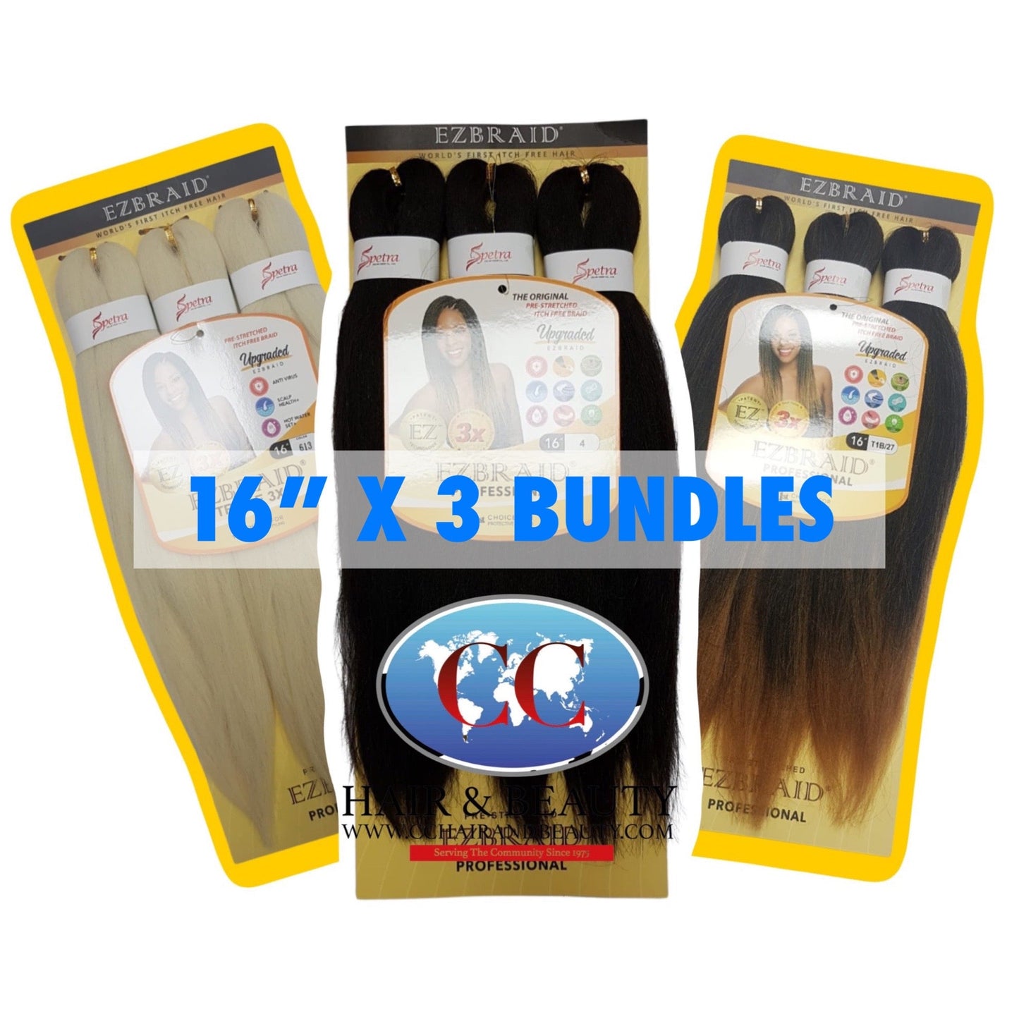 Spetra Ez Braid Pre-Stretched Braiding Hair - 16" x 3 Bundles