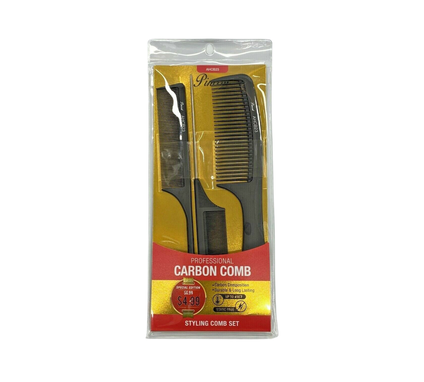 Absolute Ny Pinccat Professinoal Carbon Comb Styling Comb Set #AHCB23