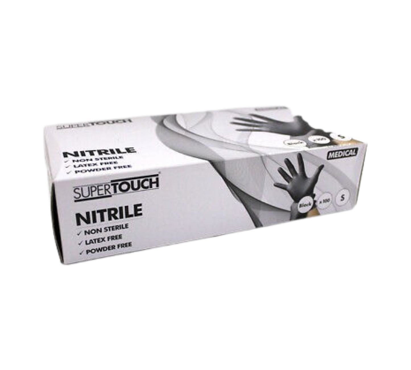 Supertouch Nitrile Black Non Sterile Gloves Size S - Powder & Latex Free