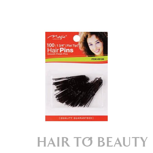 Magic Collection 1 3/4 Inch Bobby Pin Black Flat Tip 100pcs #B100
