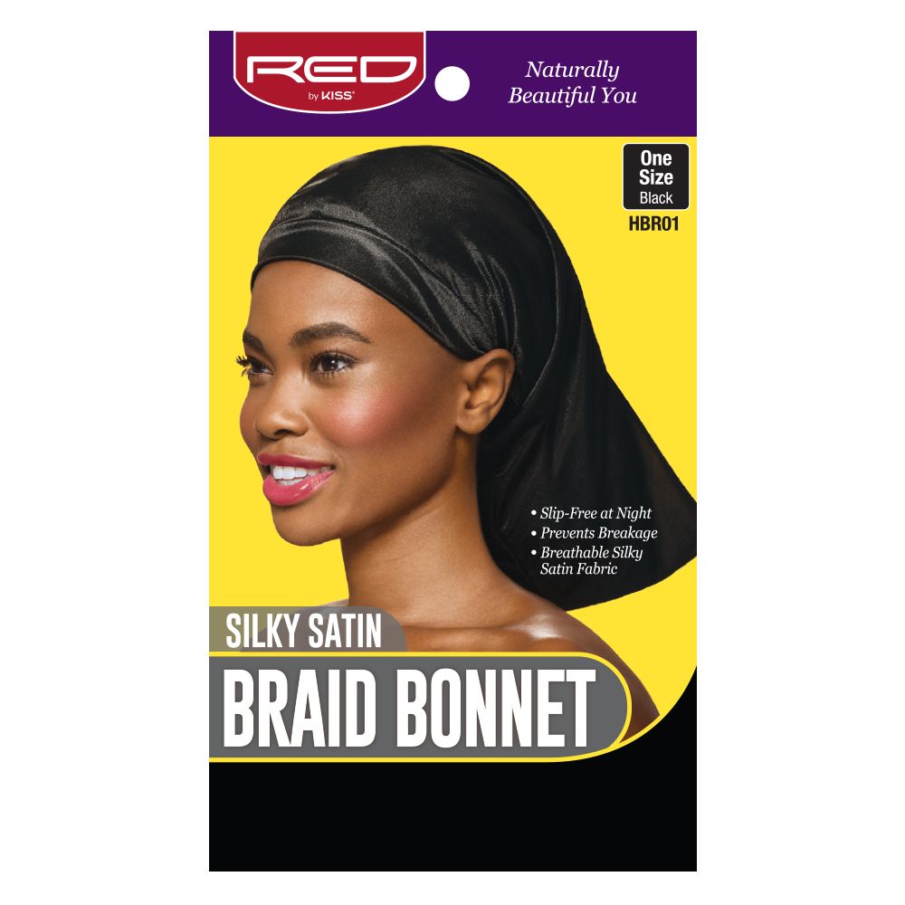 Red by Kiss Silky Satin Braid Bonnet Black - HBR01