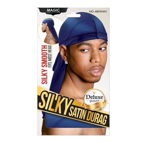 Magic Collection Men's Silky Satin Cotton Durag Navy - 4801NAV